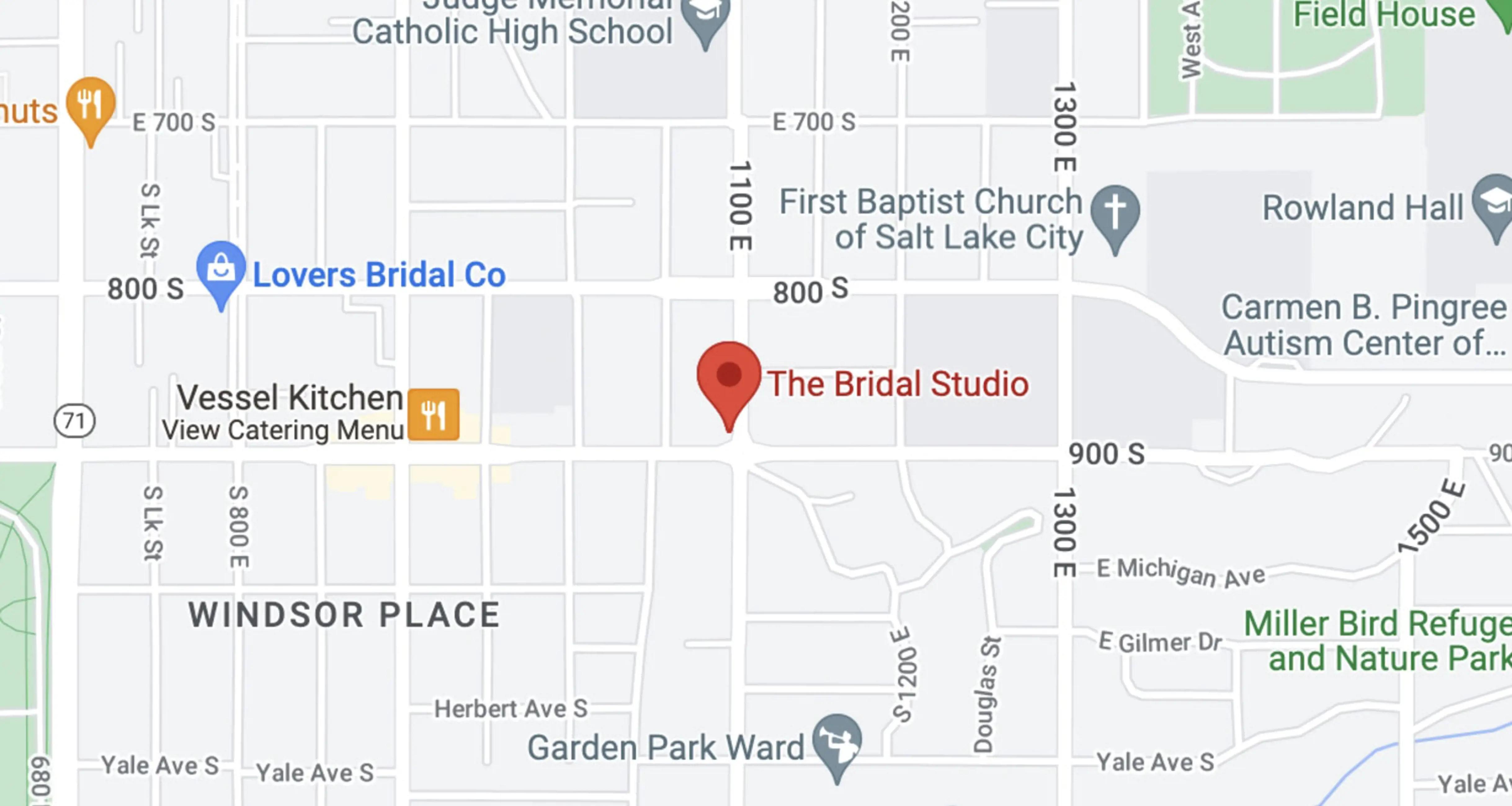 The Bridal Studio location. Mobile image